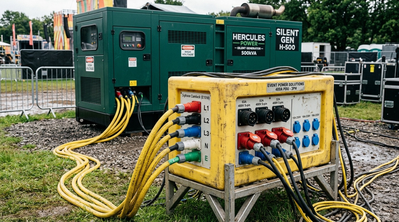 Silent 400A 3-Phase Power Generator & Distro